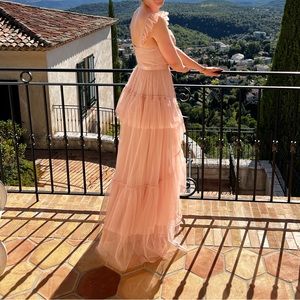BCBG dust rose pink tulle gown size 0